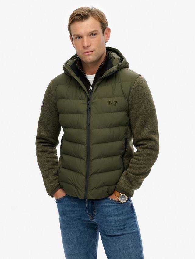 Утепленная гибридная куртка с капюшоном Superdry, Khaki Green Marl — фото 4