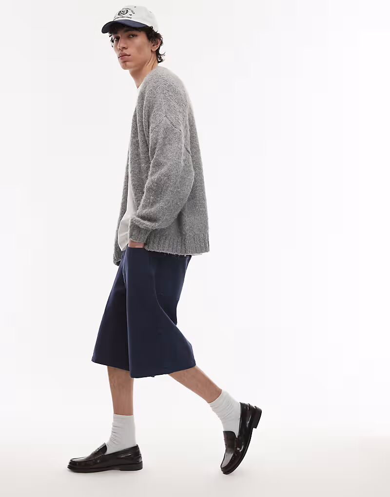 

Шорты Topman из стираного твила темно-синего цвета