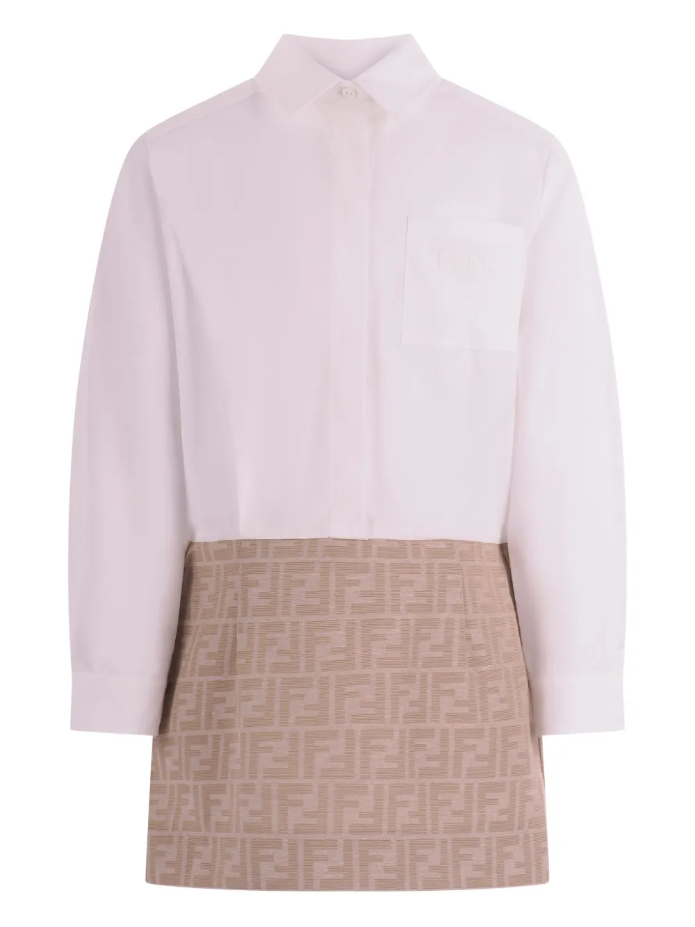 

Платье с длинными рукавами и узором FF Fendi Kids, белый