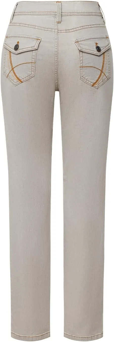 Женские джинсы прямого кроя Stretch Straight Leg Khaki Minimalist Slim с карманами и пуговицами — фото 2