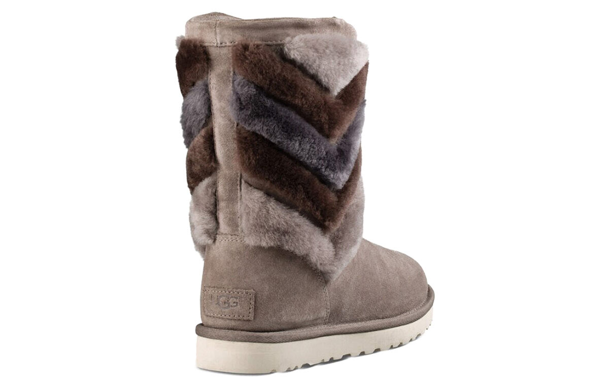 Ботинки зимние UGG средней высоты, синий / серый — фото 4
