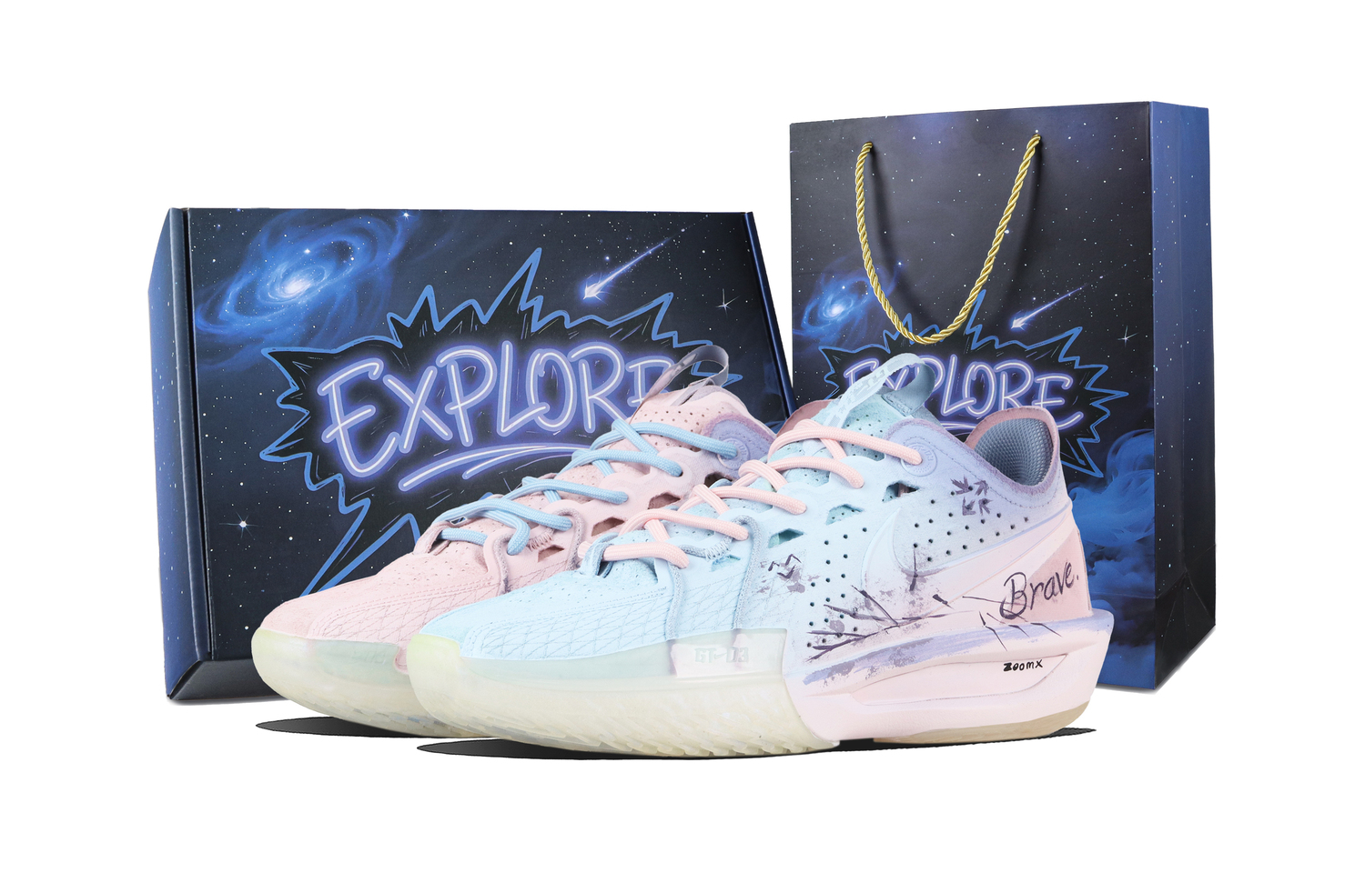 

Nike Кроссовки для баскетбола Air Zoom G.T. Cut 3 Northern Lights с амортизацией и противоскользящей подошвой, низкие, унисекс, синие и розовые