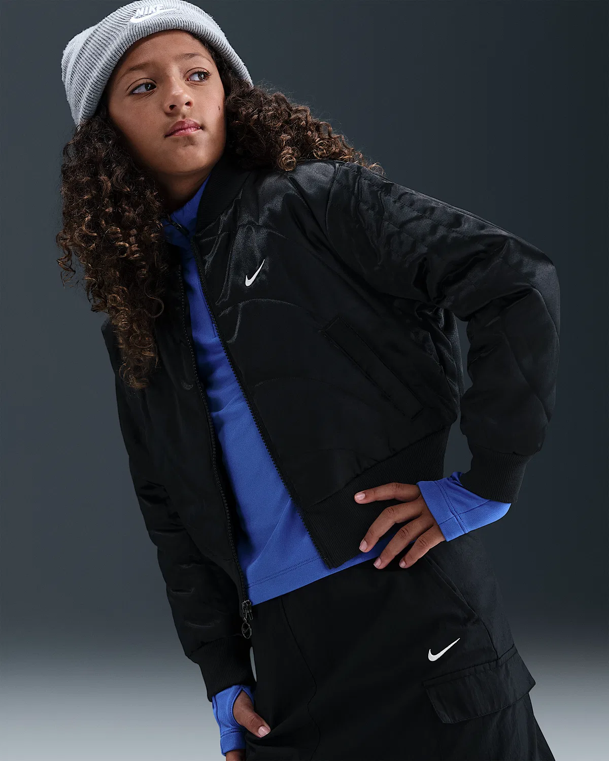 Детская куртка Nike Sportswear для девочек, Black/White — фото 3