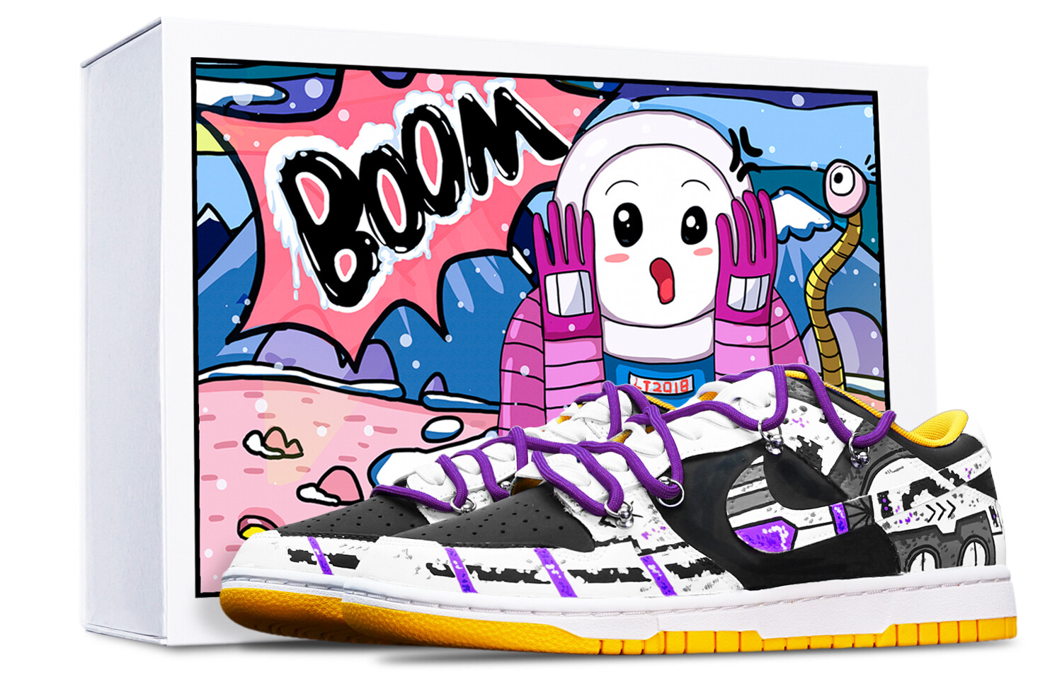 

Кроссовки Nike Dunk Skateboarding Shoes Men Low-top Black/white/purple, красный