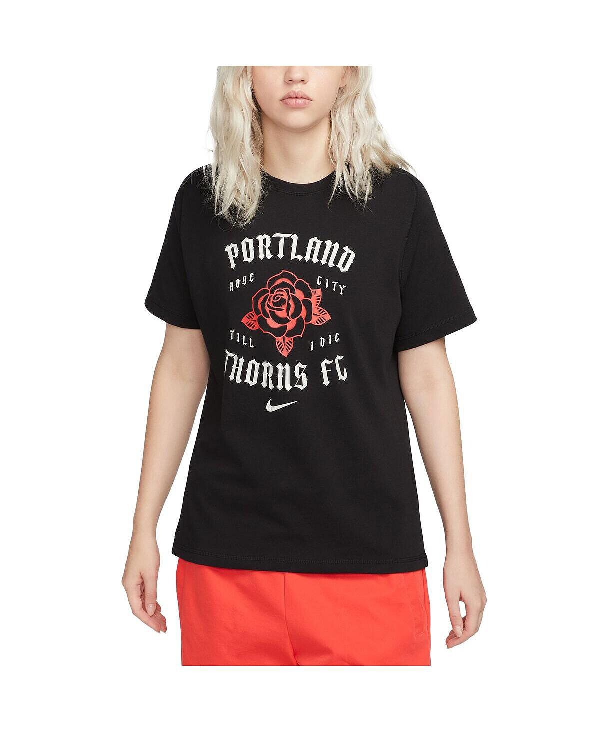 

Женская черная футболка Travel Portland Thorns FC Nike, черный