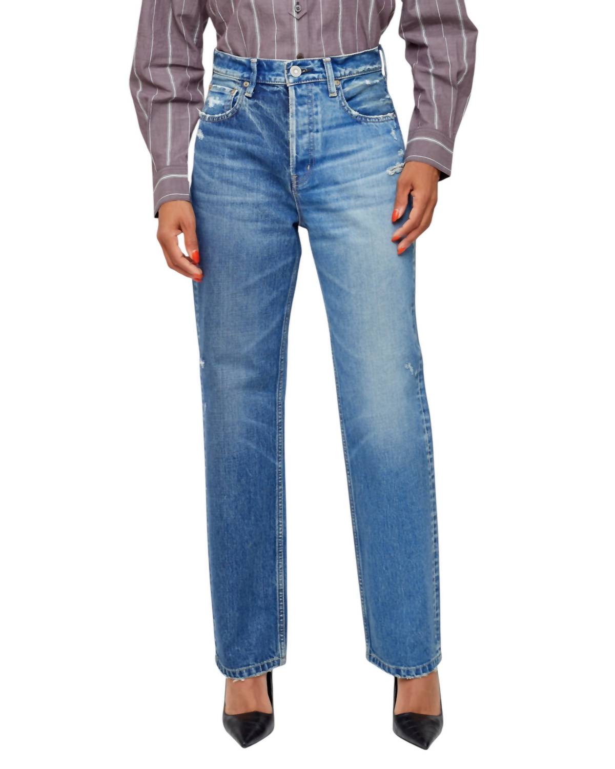 

Huntington Широкие прямые джинсы в синем цвете Moussy