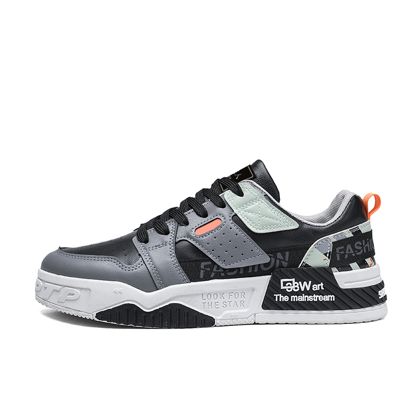 

NANJIREN Антискользящие и износостойкие низкие скейтерские кроссовки для мужчин с эффектом увеличения роста - черно-серые, цвет Black Gray