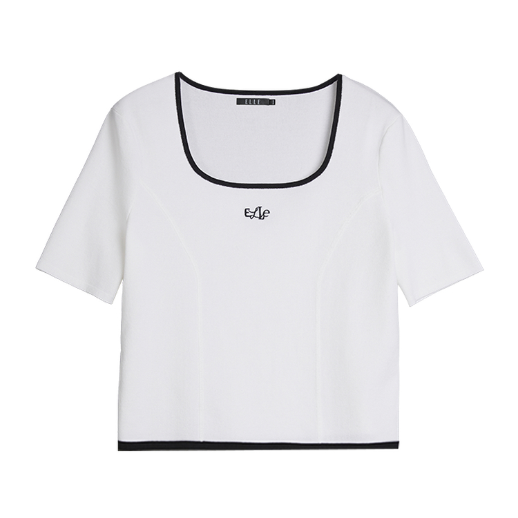 

ELLE Трикотаж Women's White Square Collar Moderate Others