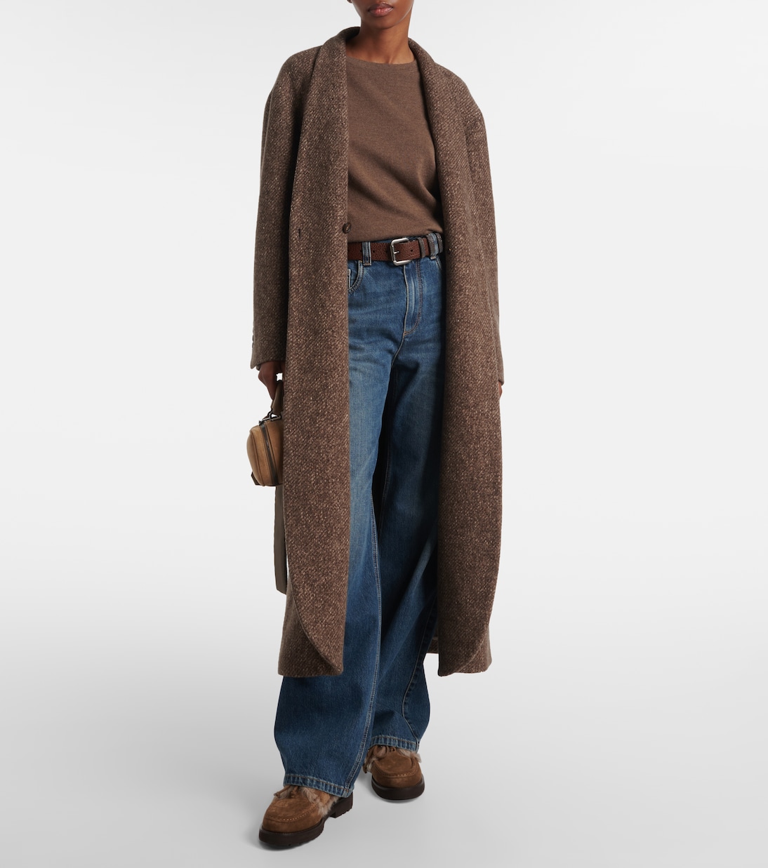 Джинсы Monili с высокой талией и широкими штанинами Brunello Cucinelli, Aged Blue Denim — фото 2