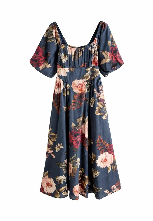 Длинное повседневное платье миди с пышными рукавами Next, Navy Pink