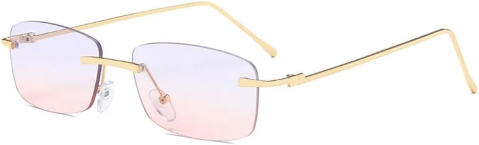 

Модные маленькие прямоугольные солнцезащитные очки без оправы для женщин в винтажном стиле с прозрачными линзами цвета океана, для мужчин — градиентные очки с защитой от УФ-излучения UV400 VRTRFFTR, Purple Pink