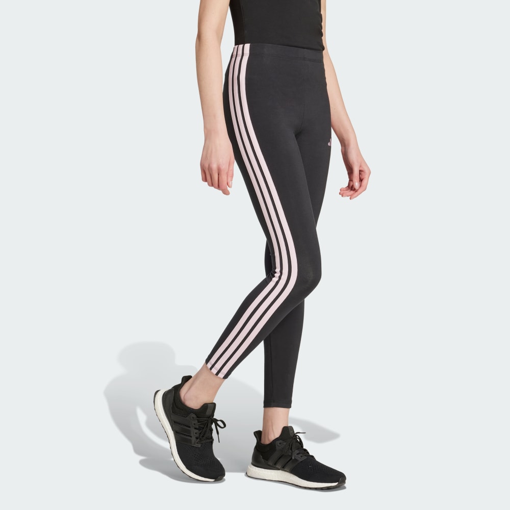 Леггинсы Adidas Essentials 3-Stripes, черный/розовый — фото 4