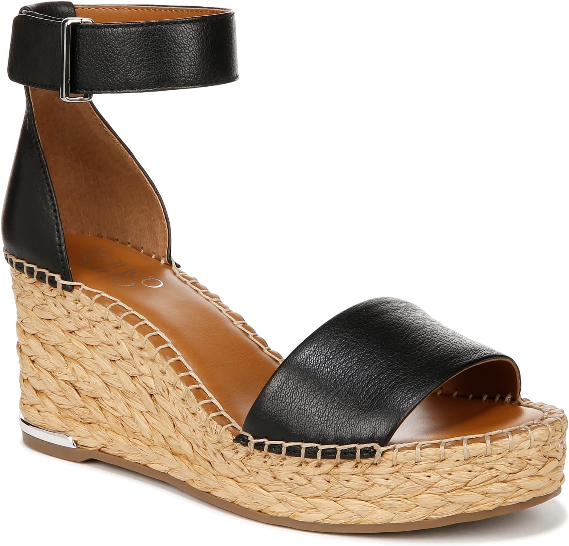 

Туфли Franco Sarto Clemens Raffia Espadrille Wedge Heel Sandals, черный