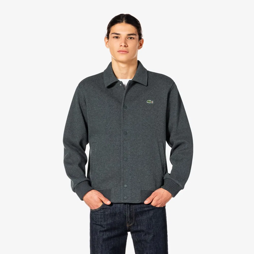 Мужской серый свитшот-бомбер из рипстопа от Lacoste