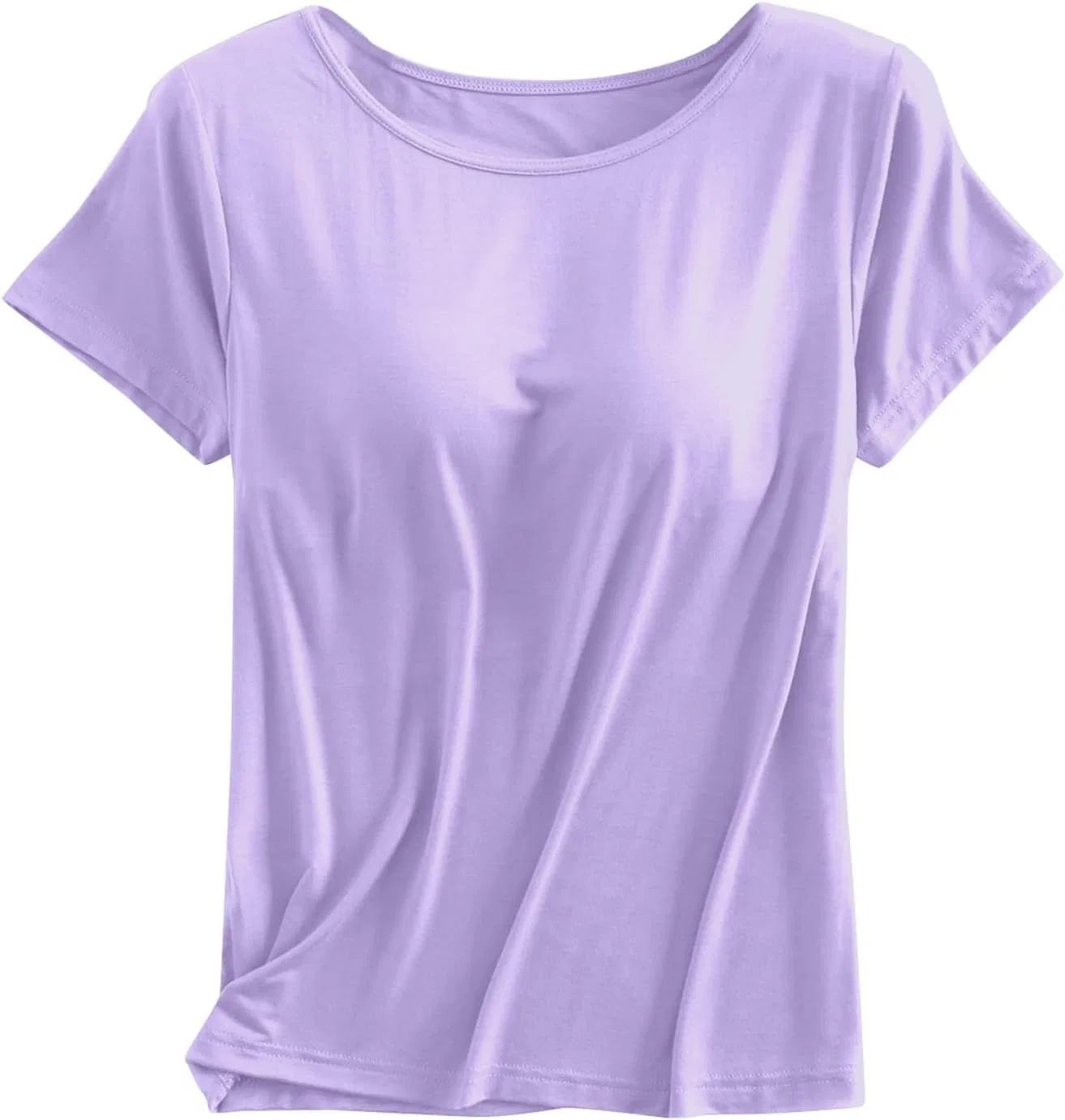 Женская футболка с встроенным бюстгальтером, A01 Light Purple, размерная линейка M-XXXXL — фото 3