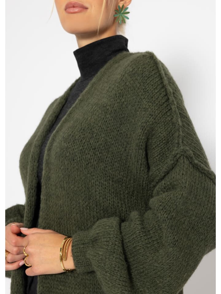 

Кардиган SASSYCLASSY Cardigan mit Außennähten, темно-зеленый