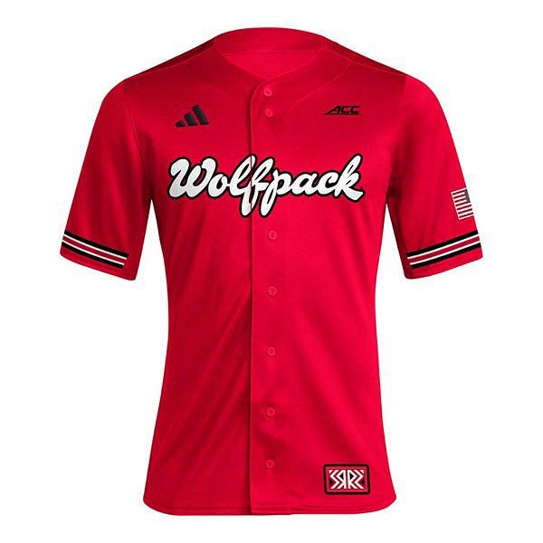 Мужская красная бейсбольная майка NC State Wolfpack Reverse Retro Adidas — фото 3