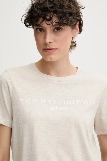 Футболка с коротким рукавом с принтом Tommy Hilfiger, бежевый — фото 3
