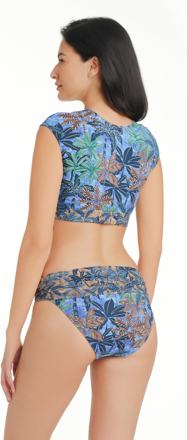 

Купальный топ Bleu Rod Beattie By the Sea Tie Front Cap Sleeve Top, цвет Navy Multi
