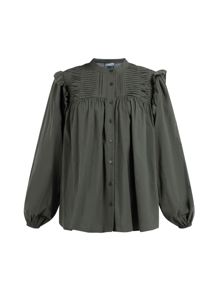 

DreiMaster Женская блузка с длинными рукавами темно-оливкового цвета