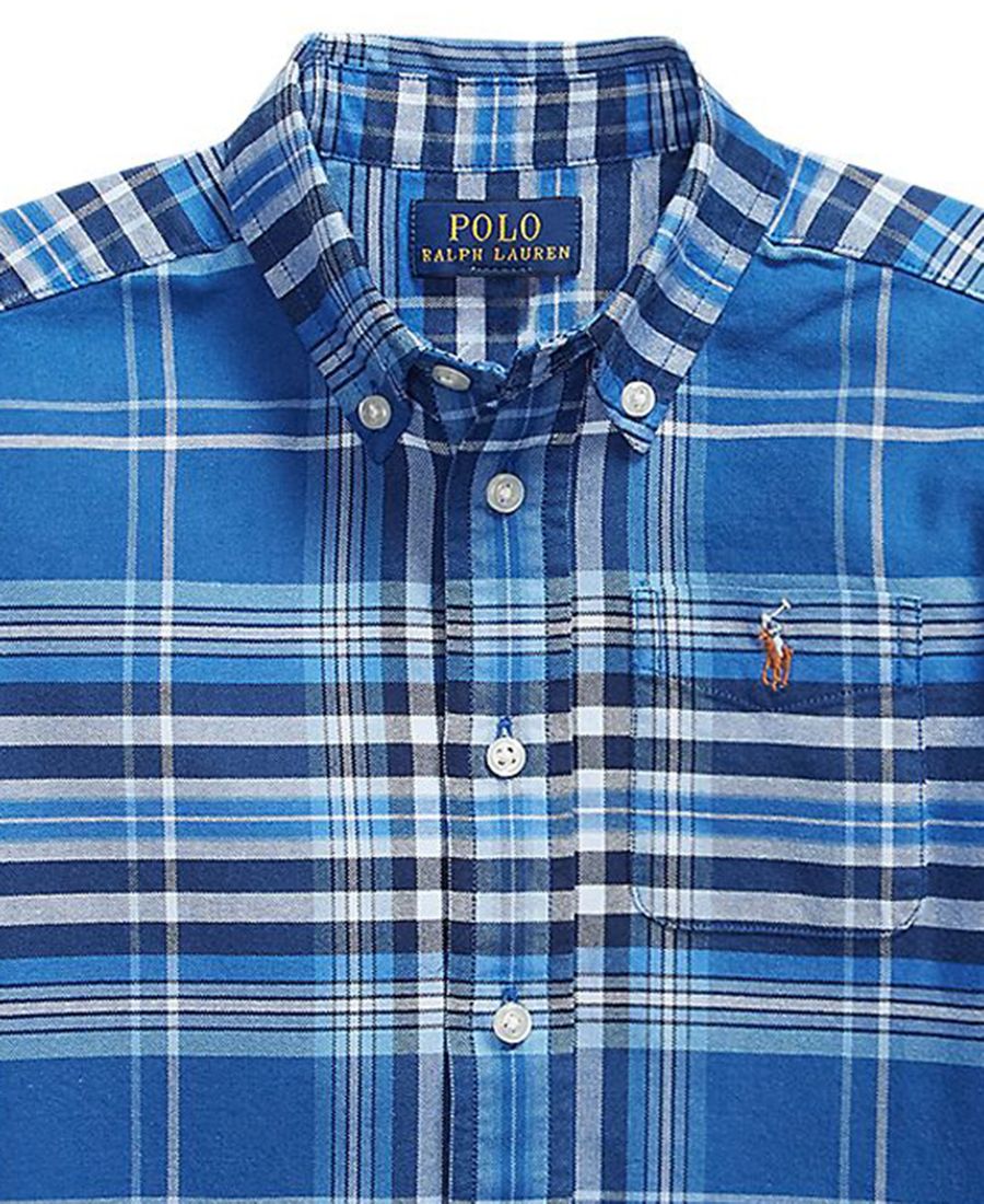 Рубашка в клетку из хлопка, оксфордская, для мальчиков 2-7 лет Polo Ralph Lauren, Blue Multi — фото 3