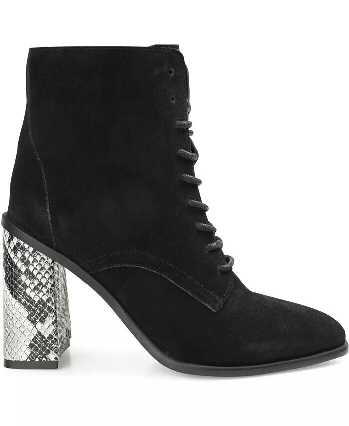 Женские ботильоны Edda Snake Print Block Heel со шнуровкой Journee Signature, черный — фото 2