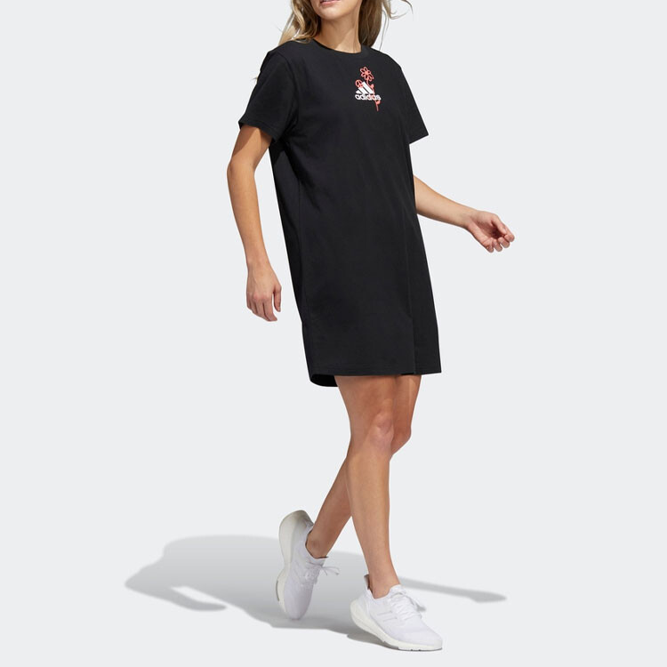 Платье с короткими рукавами женское черное Adidas — фото 4