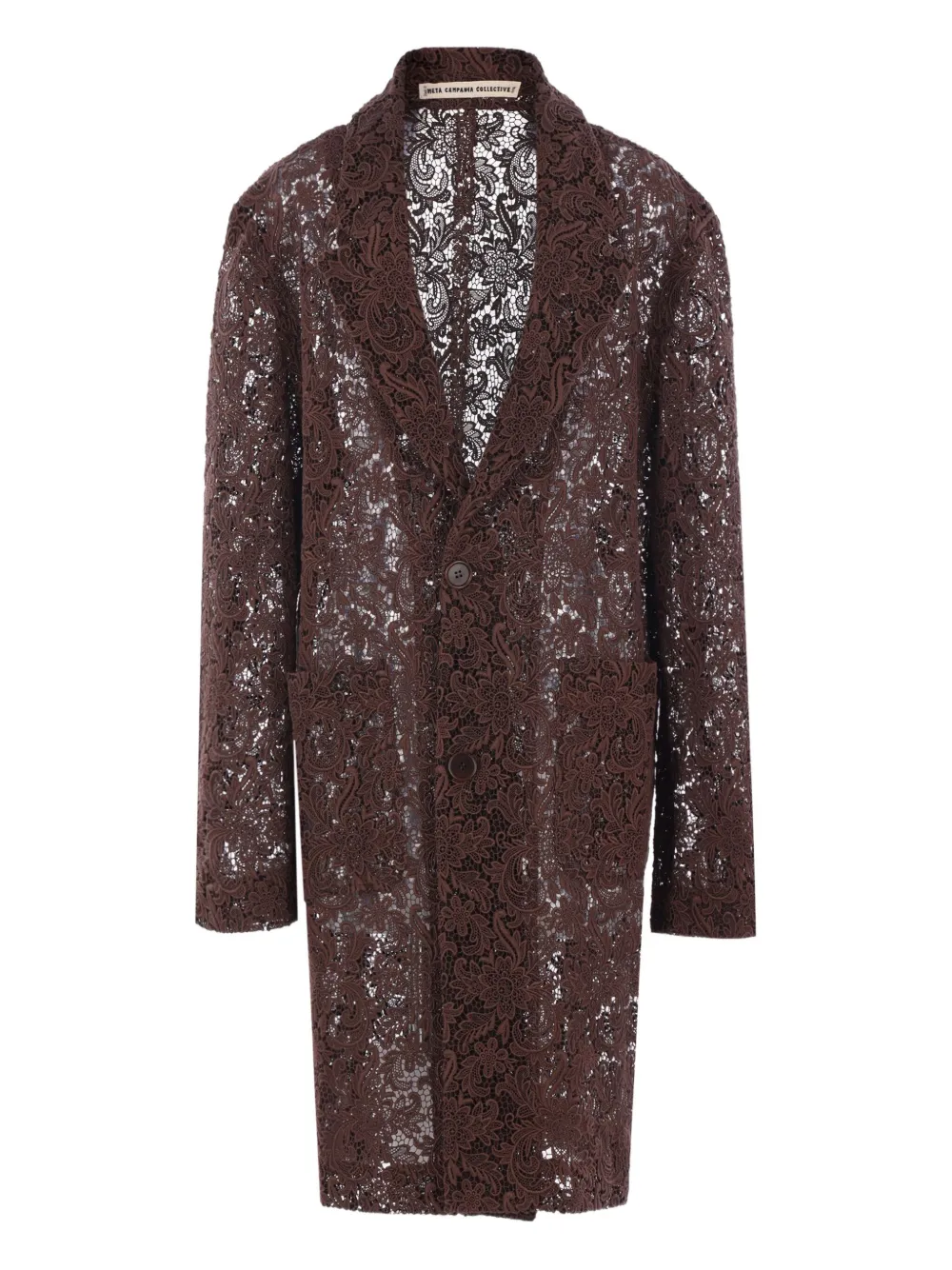 

Однобортное пальто с цветочным узором Meta Campania Collective, коричневый