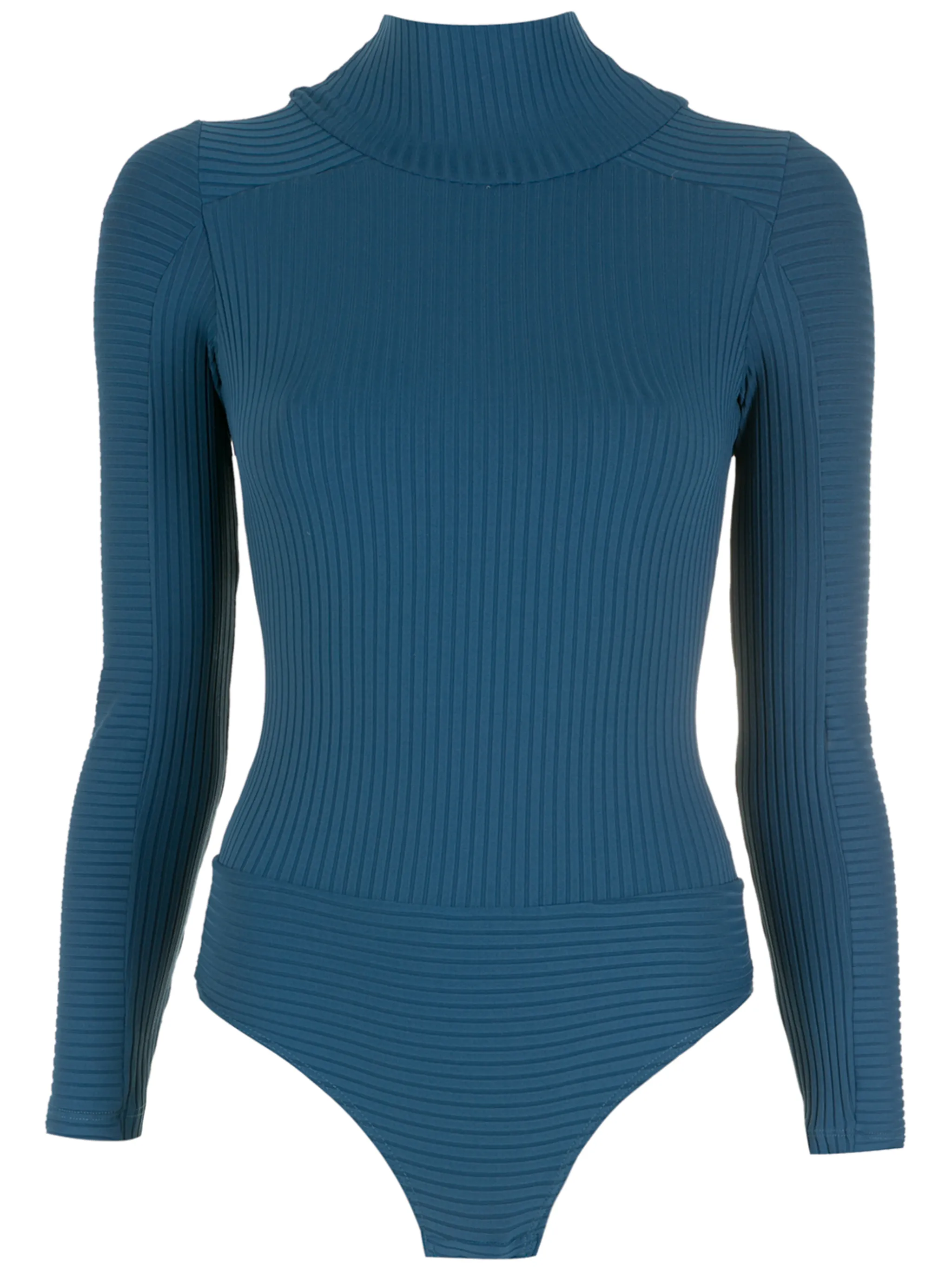 

Боди в рубчик с высоким воротником и открытой спиной Amir Slama, синий