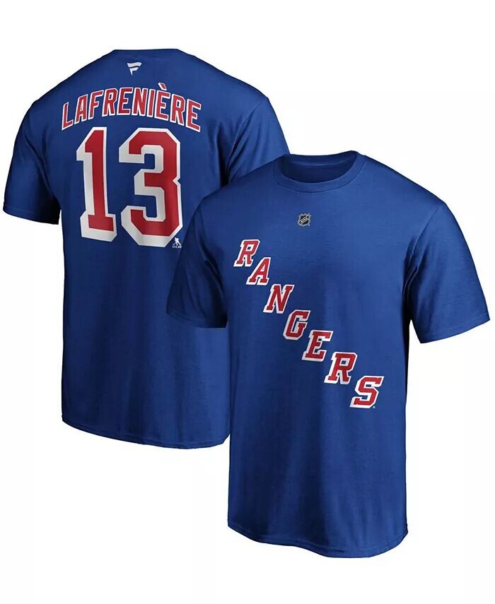

Мужская синяя футболка Alexis Lafrenière New York Rangers с аутентичным именем и номером Stack Fanatics