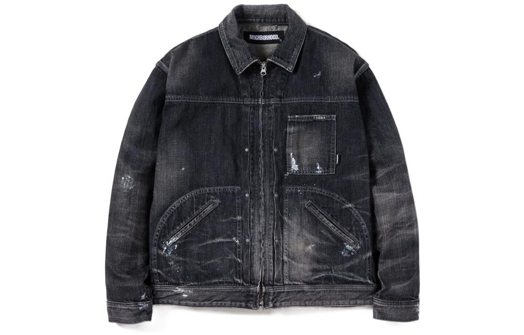 

Мужская джинсовая куртка с лацканами, средней кроя, другие Neighborhood, черный