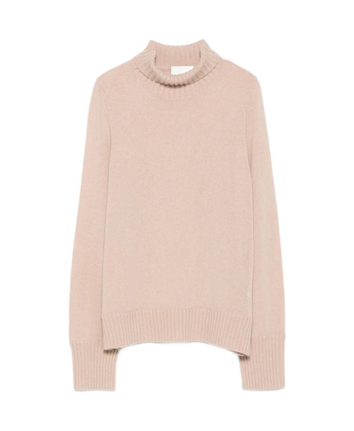 

Кашемировый свитер с высоким воротником, бежевый, в рубчик. Allude, бежевый