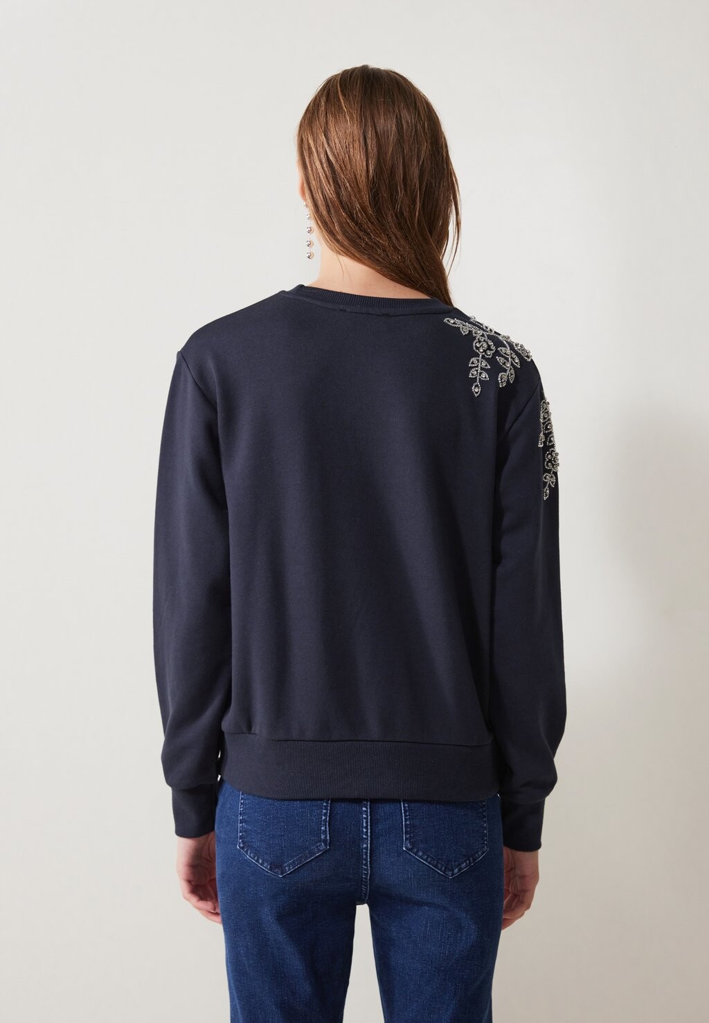 

Толстовка RHINESTONE FLOWER SWEATER Anna Field, темно-синий