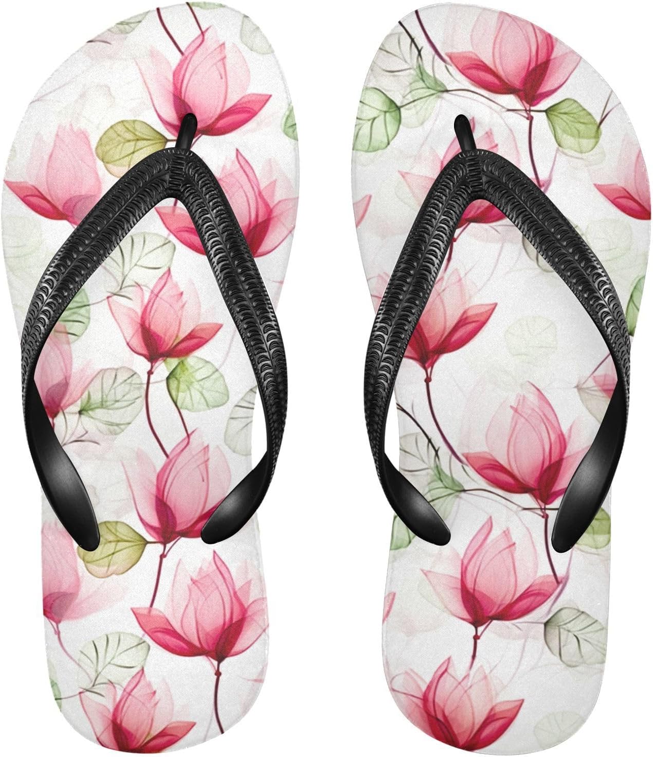 

Цветочные узоры, розовые шлепанцы, пляжные сандалии-вьетнамки, резинескользящие летние тапочки для женщин и мужчин Sinestour