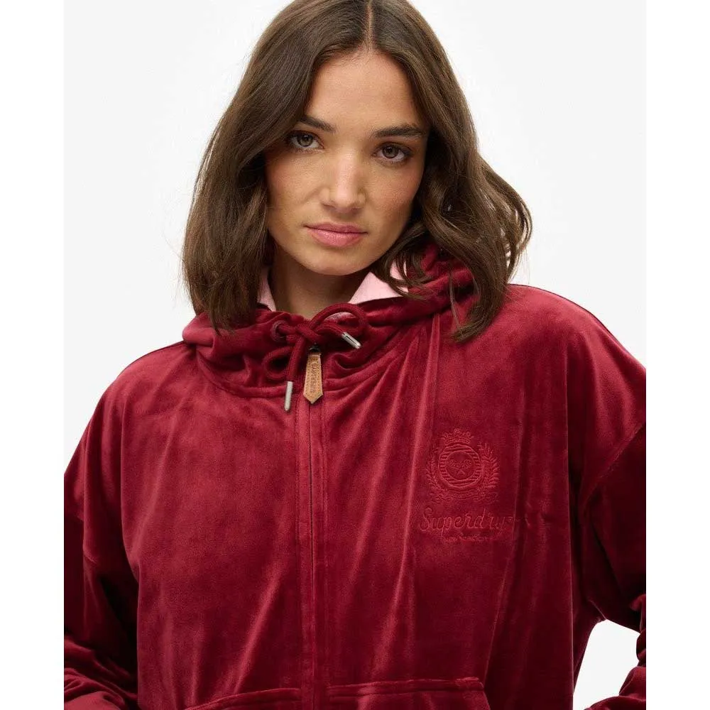 Толстовка Superdry Country Club Velour full zip, красный — фото 4