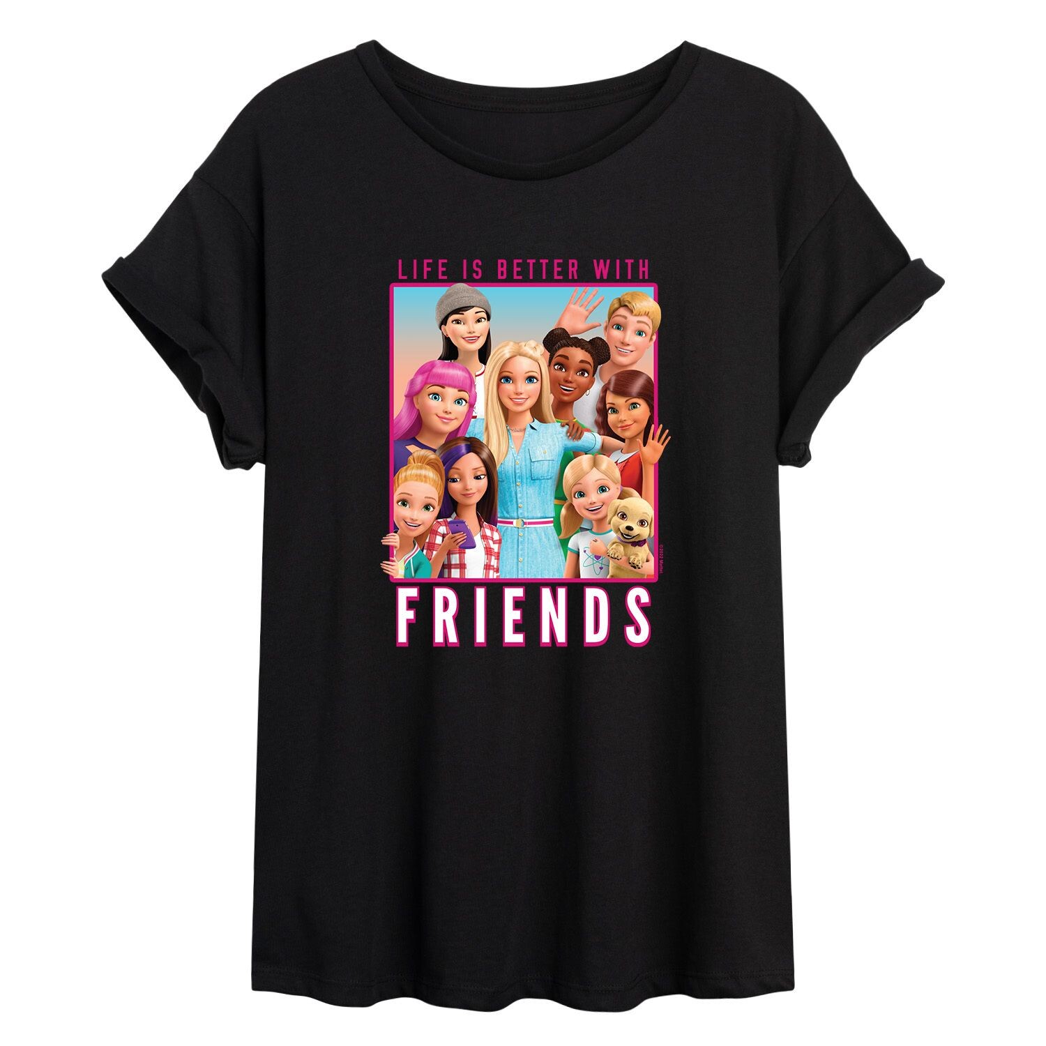 

Футболка с струящимся рисунком Barbie Friends для юниоров Licensed Character