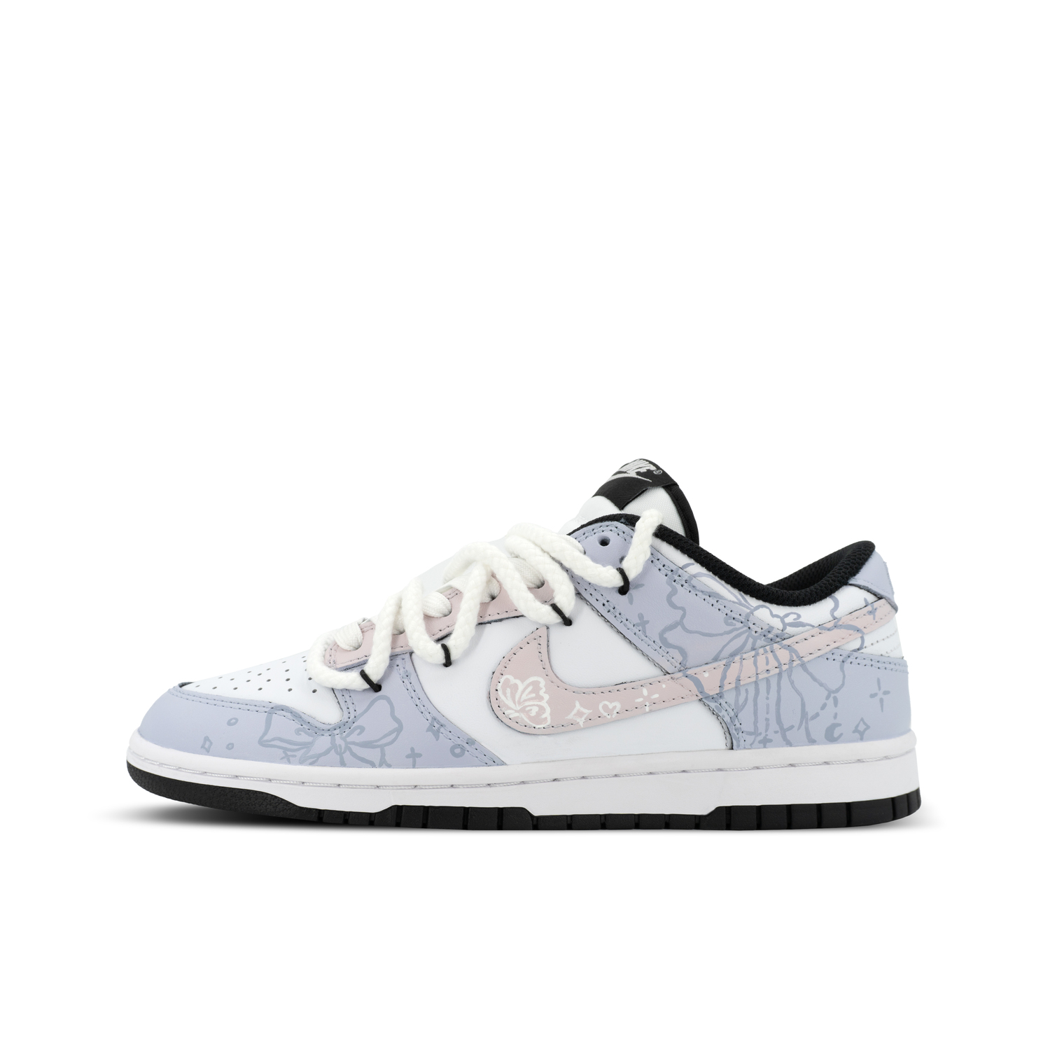 

Nike Кроссовки для скейтбординга Dunk Gorilla Mischievous XJDD Sweet Style Formula Low top, унисекс, белый с фиолетовыми вставками