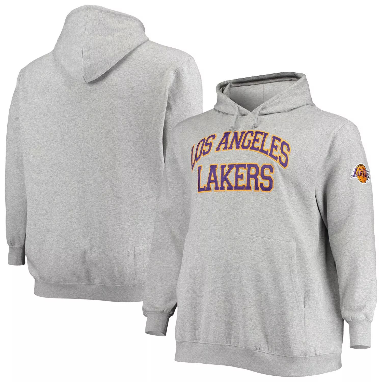 

Мужской Mitchell & Ness Heathered Grey Los Angeles Lakers Hardwood Classics Big & Tall Throwback Pullover Hoodie