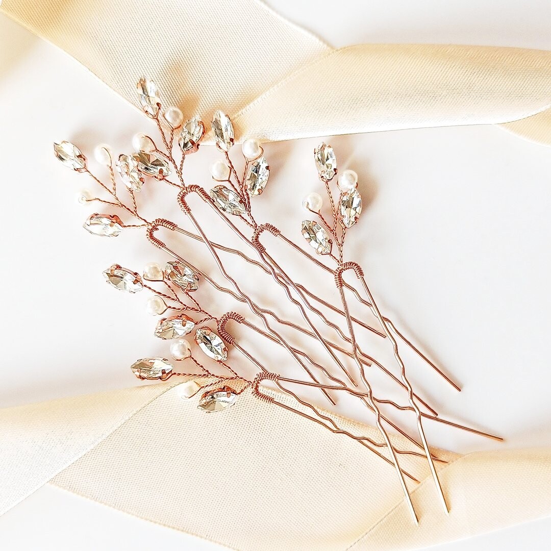 

Коконет, Набор булавок, розовое золото, украшения для волос, шпильки, заколки, стразы, жемчуг Kokonet