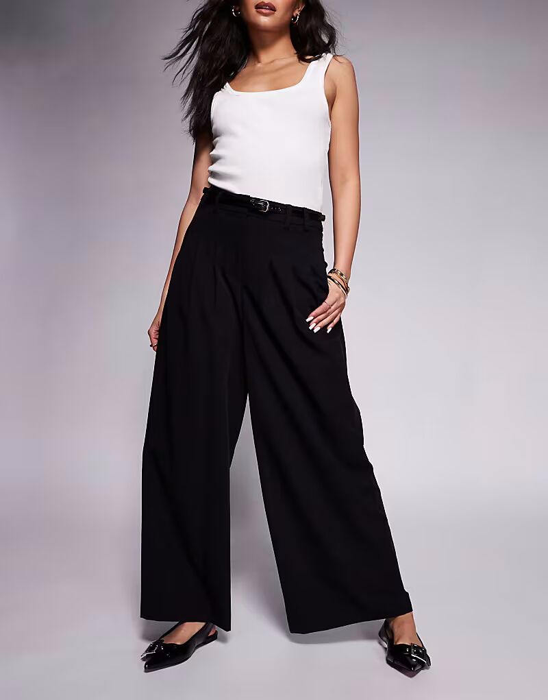 

Широкие брюки River Island черного цвета
