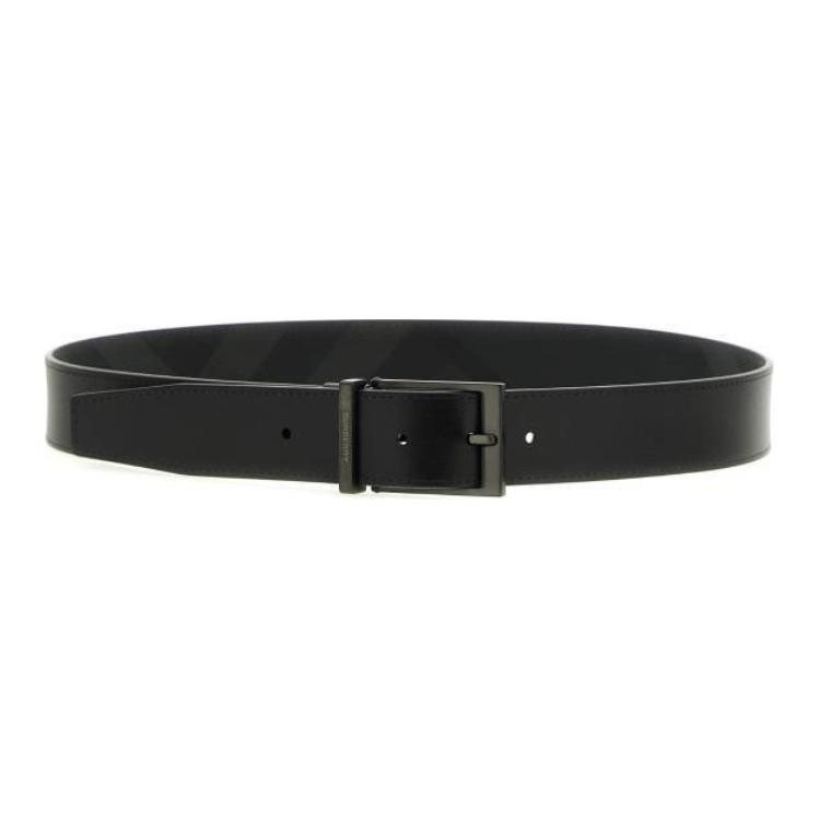 

Burberry Кожаный ремень с клетчатым принтом мужской черный ширина 3.5 см, Black