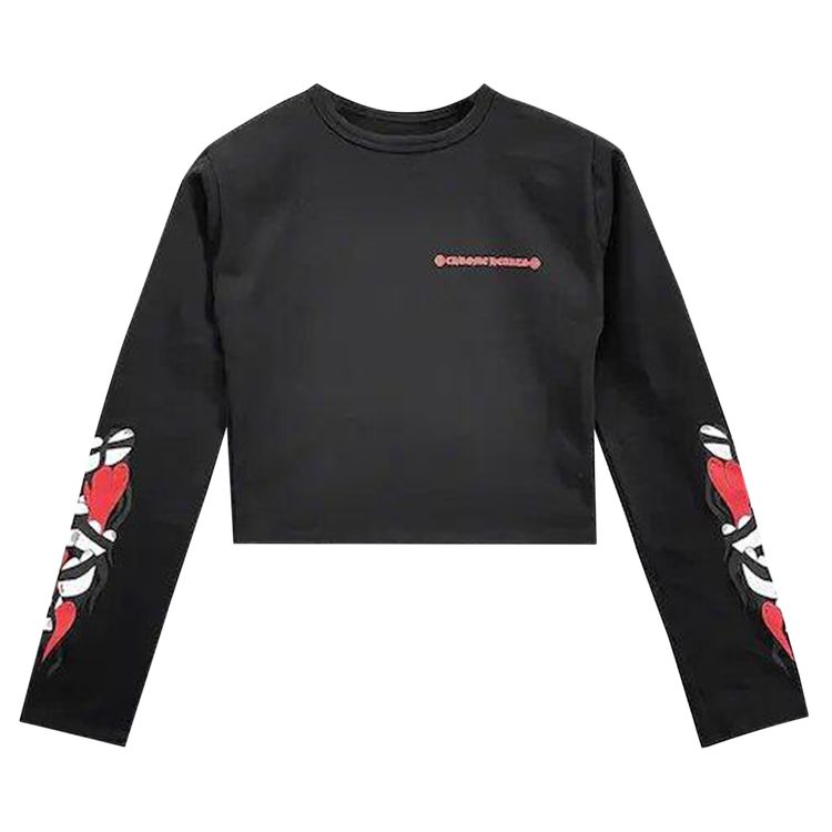 

Топ Chrome Hearts Matty Boy Sick Heart Long-Sleeve Crop Top Black, черный