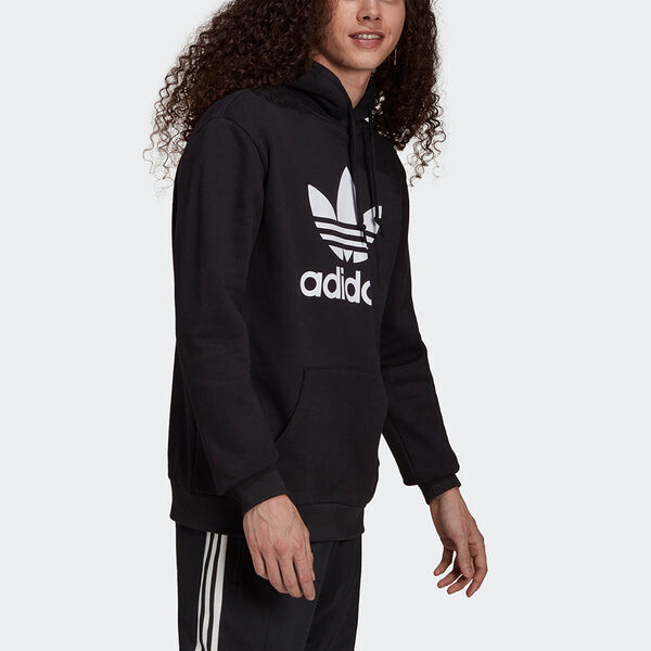 Толстовка Men's adidas originals Trefoil Hoody Logo Printing Sports Pullover Black, черный — фото 4