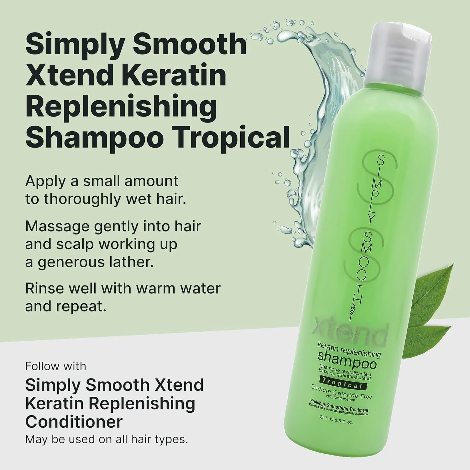 Simply Smooth шампунь и кондиционер с кератином и коллагеном для всех типов волос, восстанавливает и укрепляет, 250 мл — фото 3