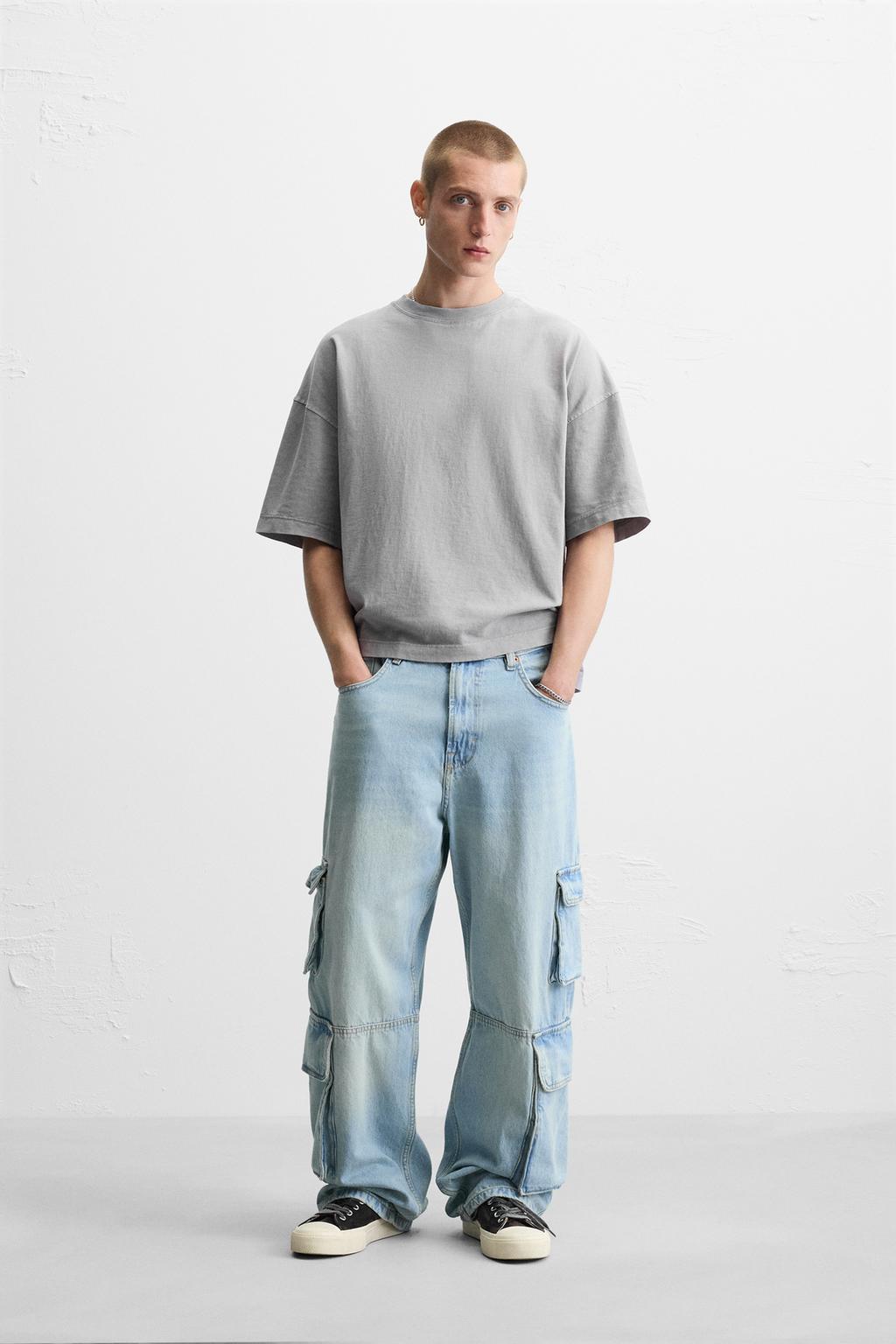 

Базовая футболка свободного кроя ZARA, цвет Light grey