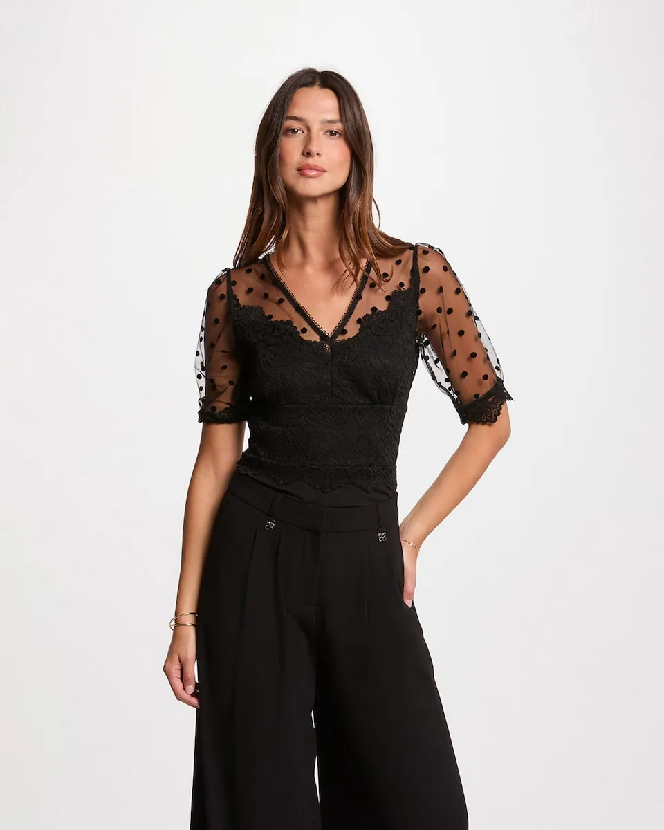 

Женское боди с коротким рукавом Morgan, черный