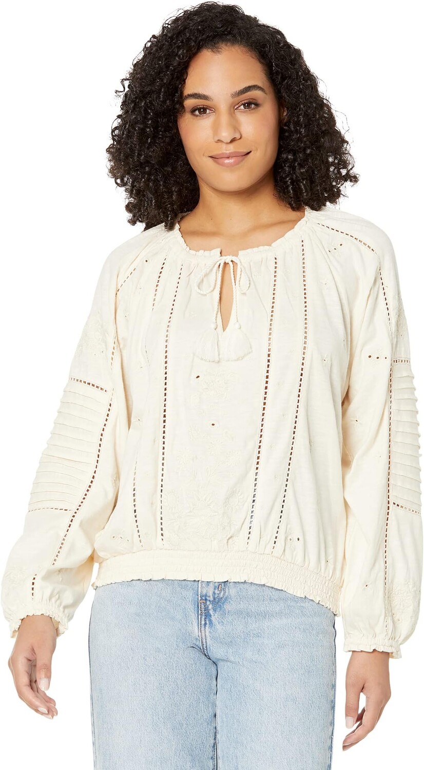 

Топ Lucky Brand Embroidered Peasant Top, цвет Whitecap Gray