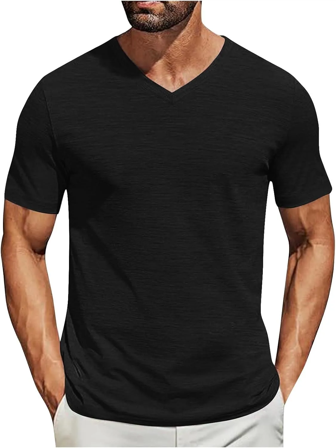 

Футболка мужская V-образный вырез, Casual, короткий рукав