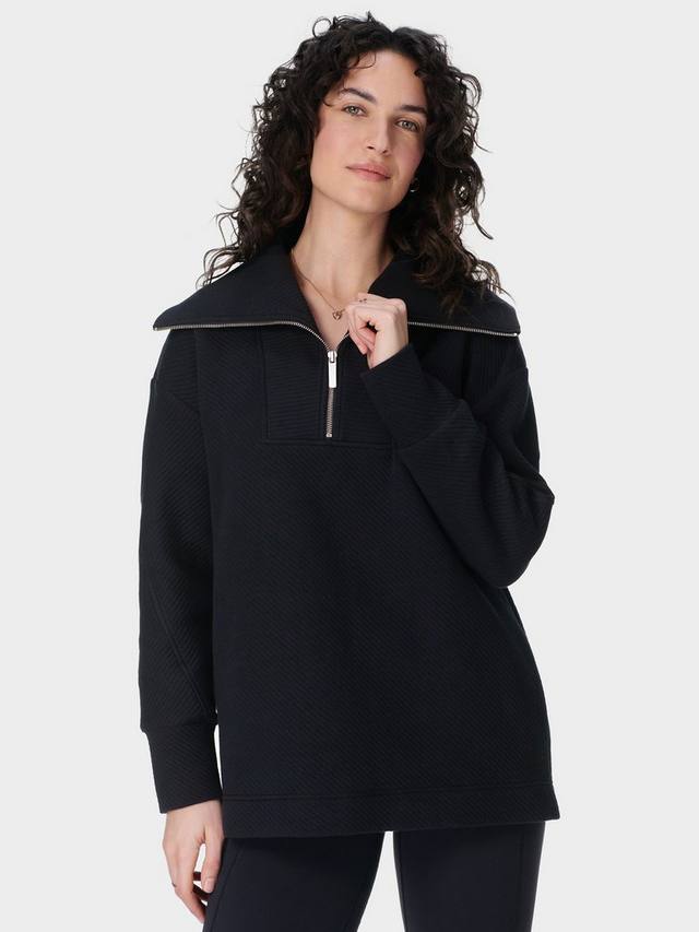

Сияющая толстовка на молнии 1/2 дюйма Sweaty Betty, черный