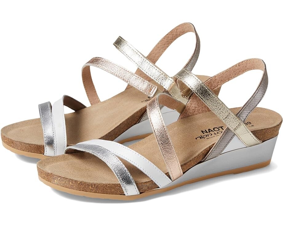 Туфли Naot Hero, цвет Soft Silver Leather/White/Gold Leather Combination